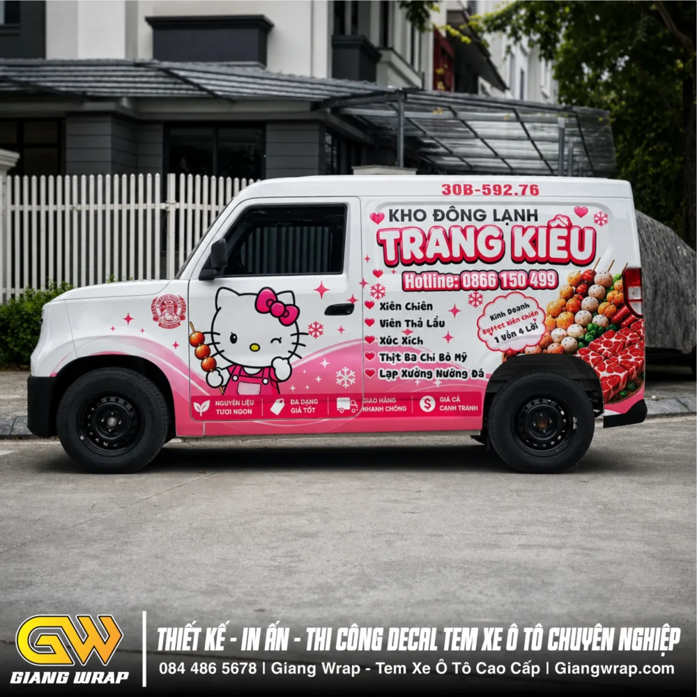 Dán decal tem xe VinFast EC Van tại Giang Wrap